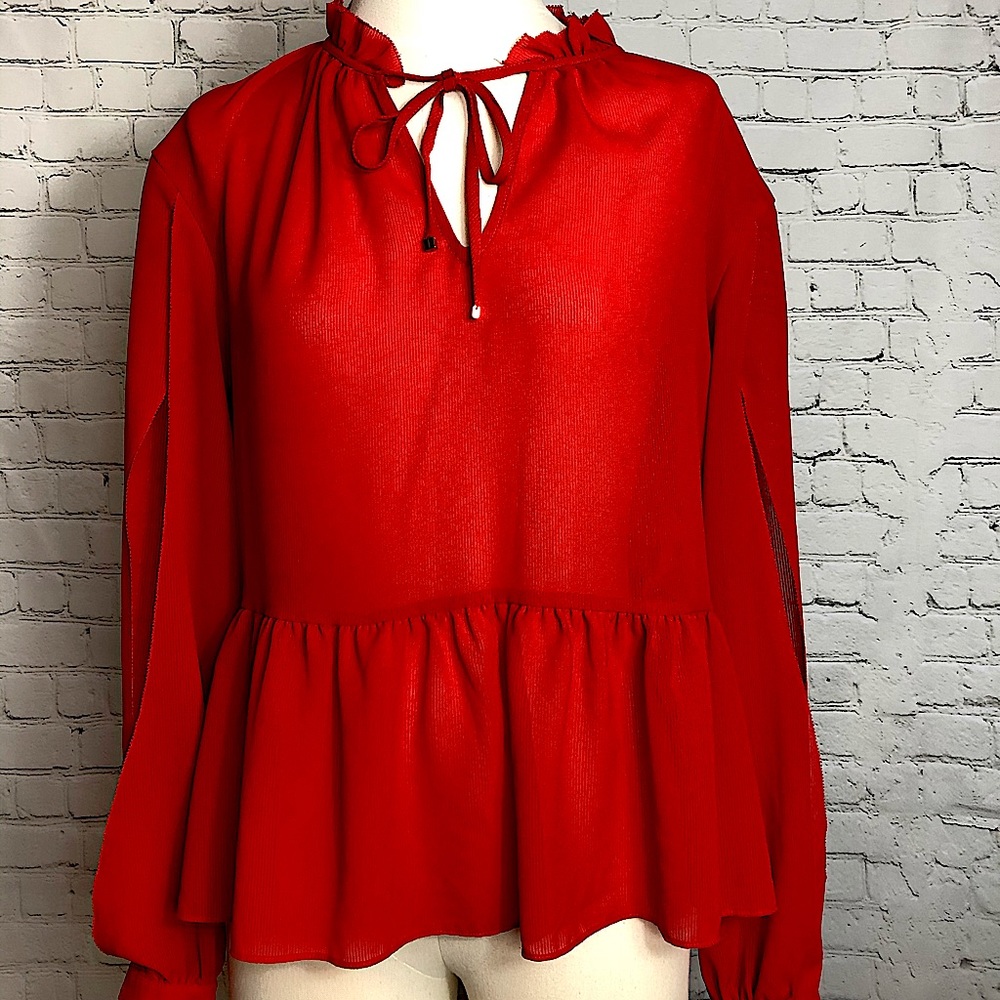 Red Chiffon Blouse Top | Laundry by Shelli Segal